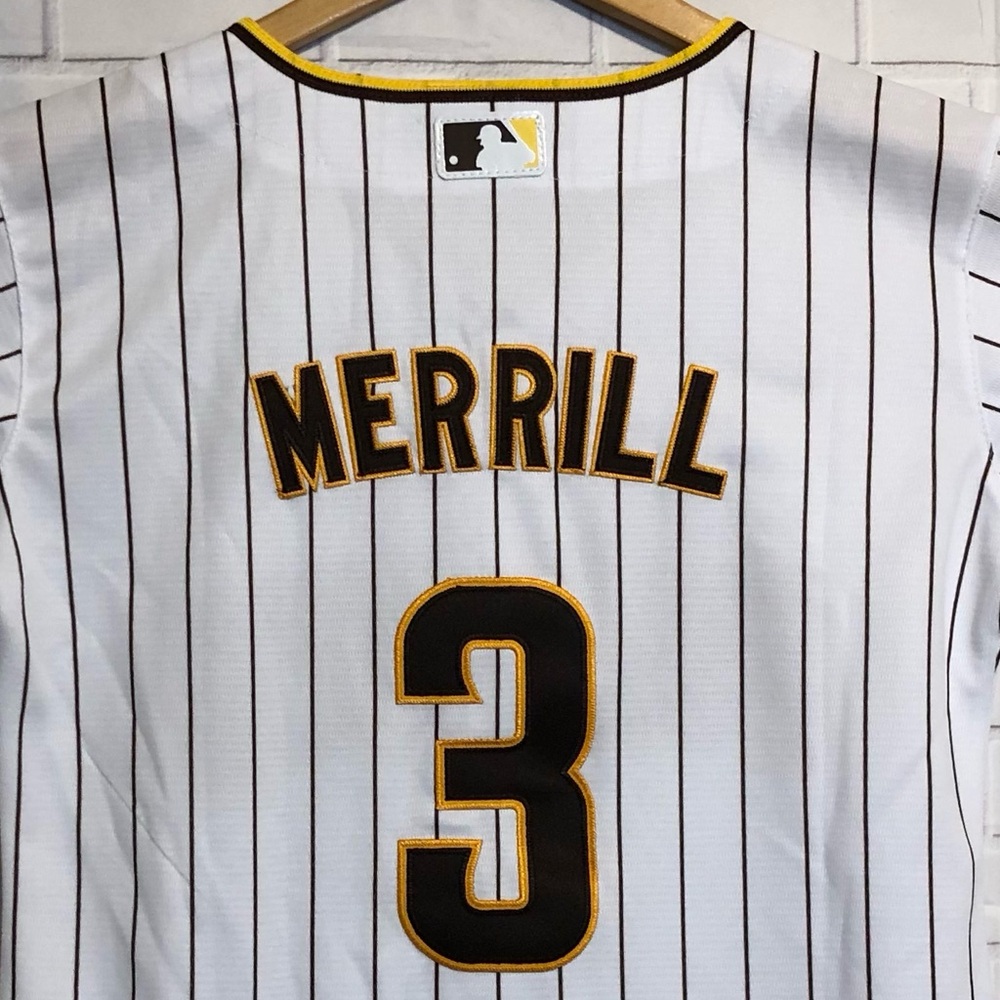 Jackson Merrill #3 San Diego Padres Men's Embroidered Nike MLB Baseball Jersey S - Picture 9 of 13